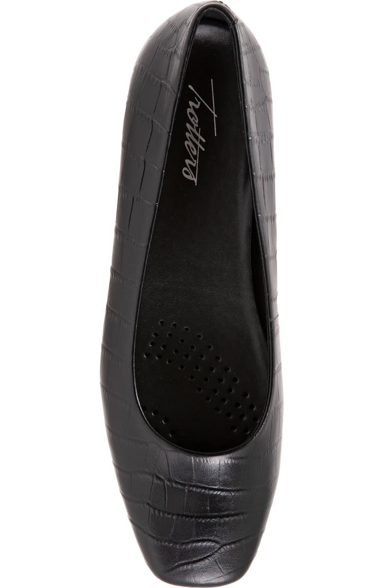 Trotters Honor Flat - Multiple Widths Available, Alternate, color, Black Croc Print Leather