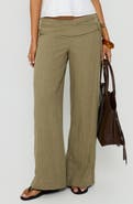 Princess Polly Silver Moon Linen Blend Wide Leg Tie Pants