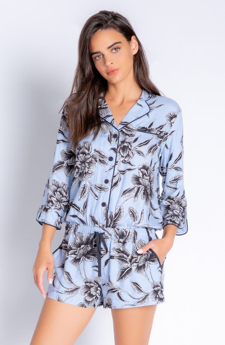 PJ Salvage Fresh Friday Romper, Alternate, color, Light Denim