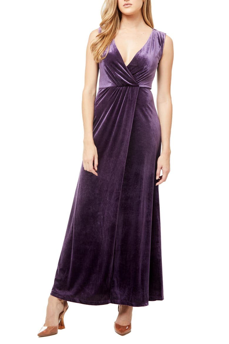 Munich Velvet Twist Front Sleeveless Maxi Dress, Main, color, BLACKBERRY CORDIAL