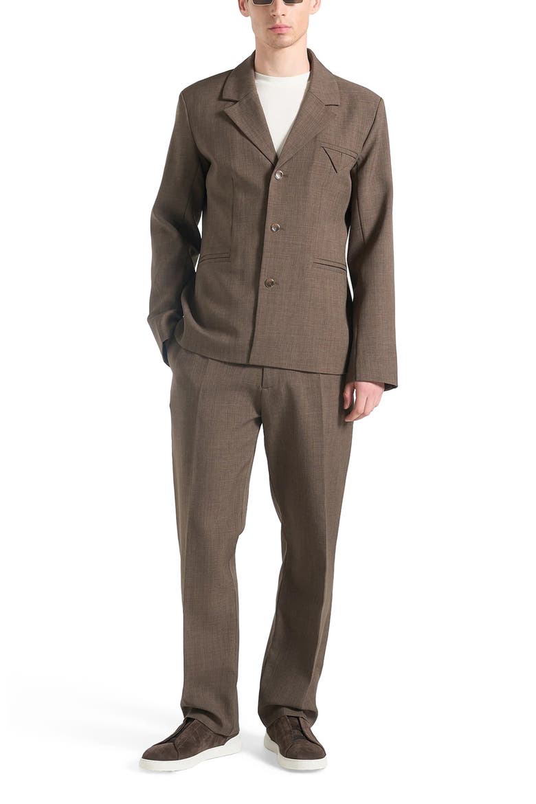 Bastien Single Breasted Hatched Tailored Suit Jacket, Alternate, color, Light Brown