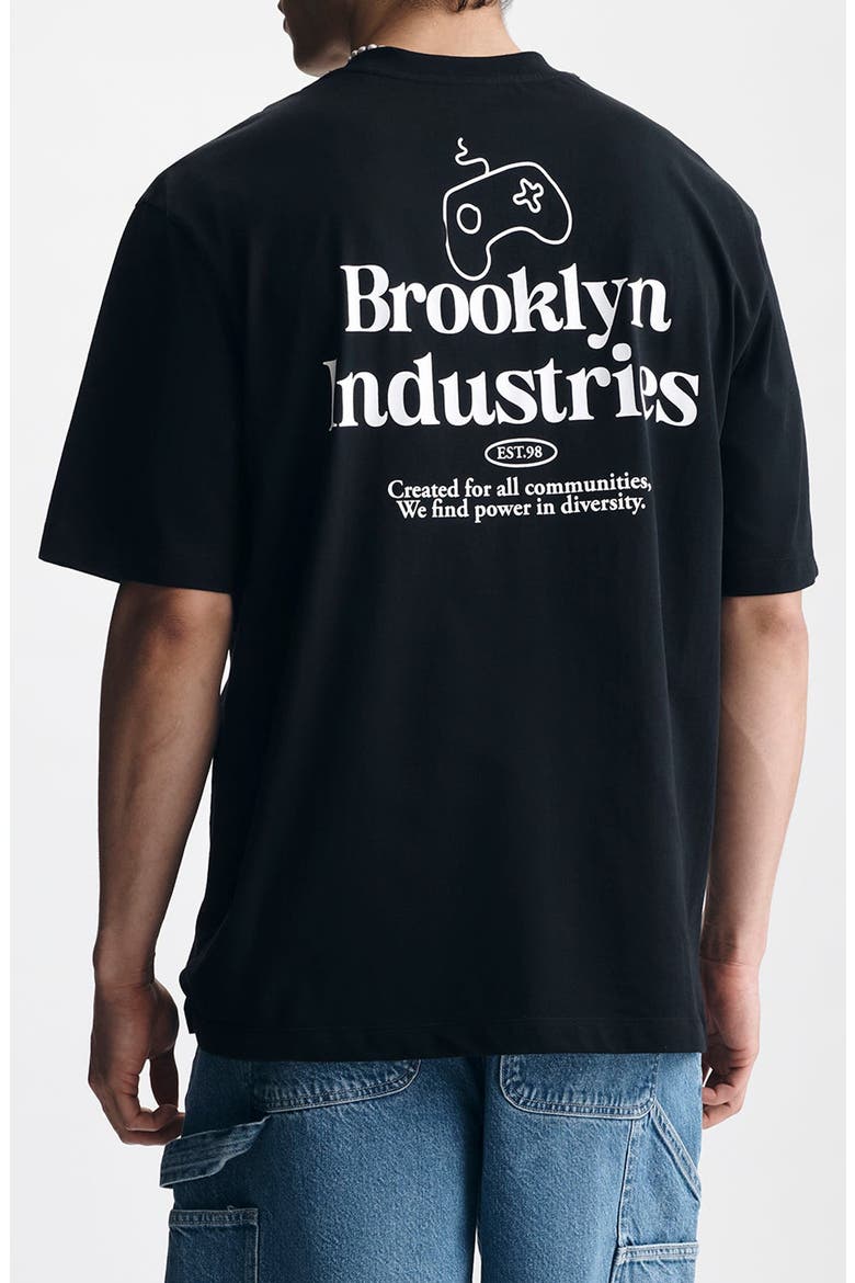 Black Loose Fit Gaming Logo Graphic T-Shirt, Alternate, color, BLACK