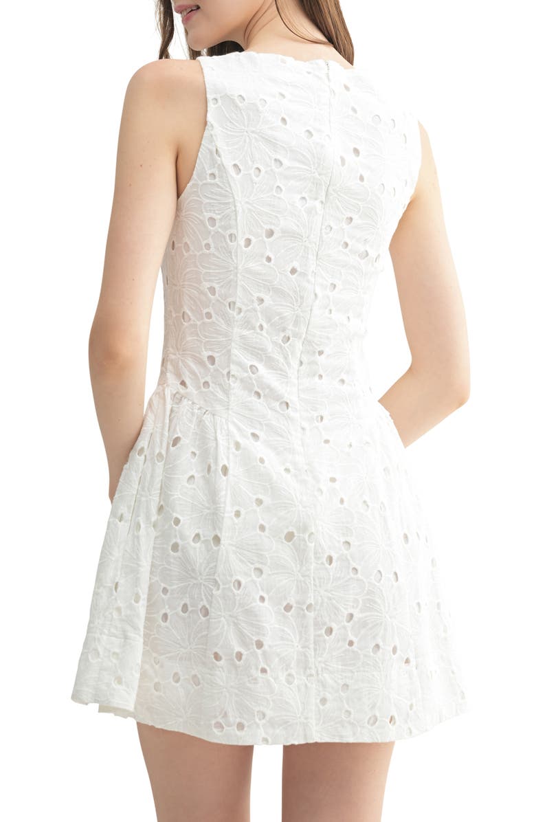 All in Favor Embroidered Eyelet Sleeveless Cotton Fit & Flare Dress, Alternate, color,