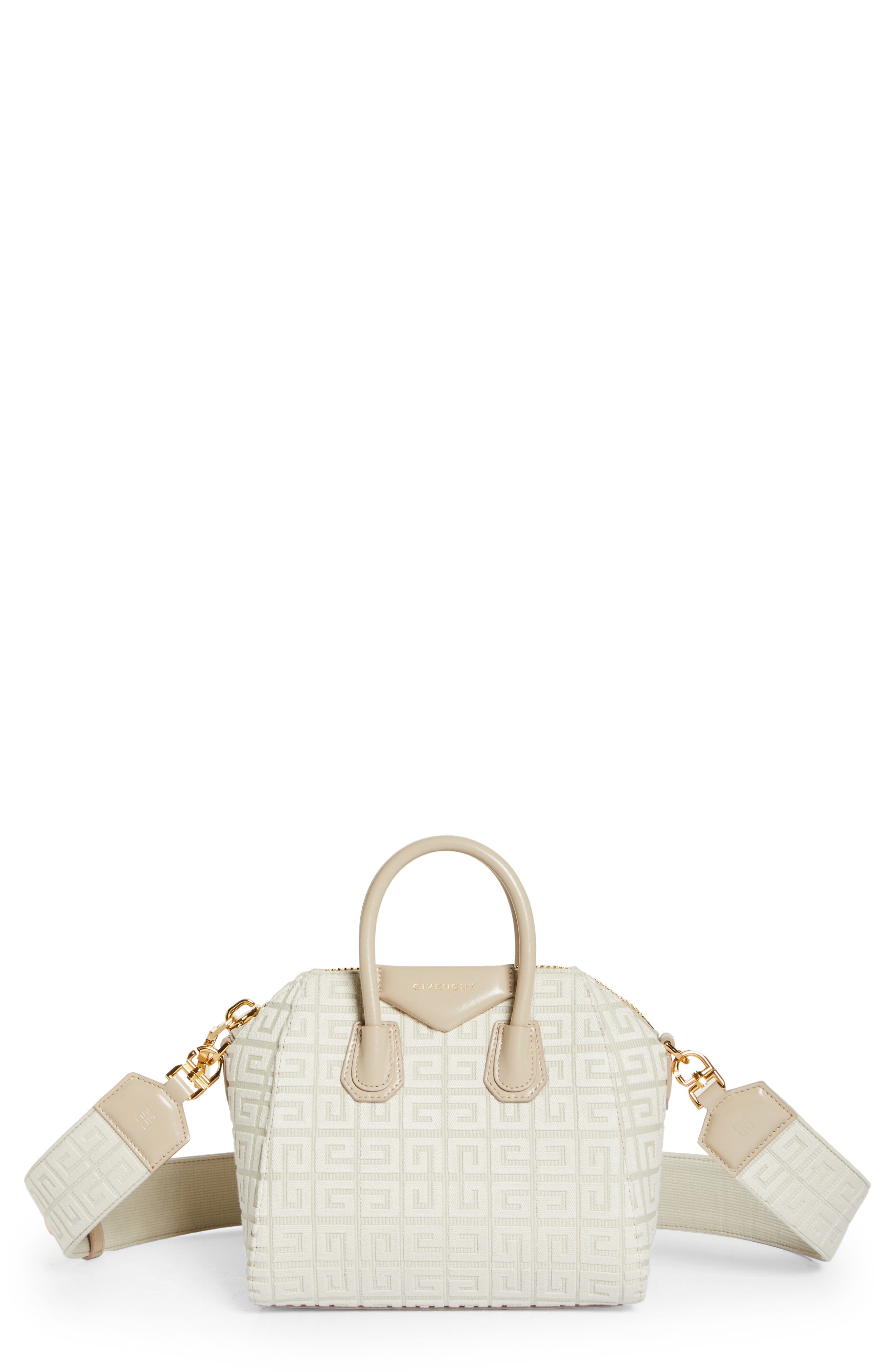 Givenchy Mini Antigona Leather Satchel, Main, color, Ivory/ Natural Beige