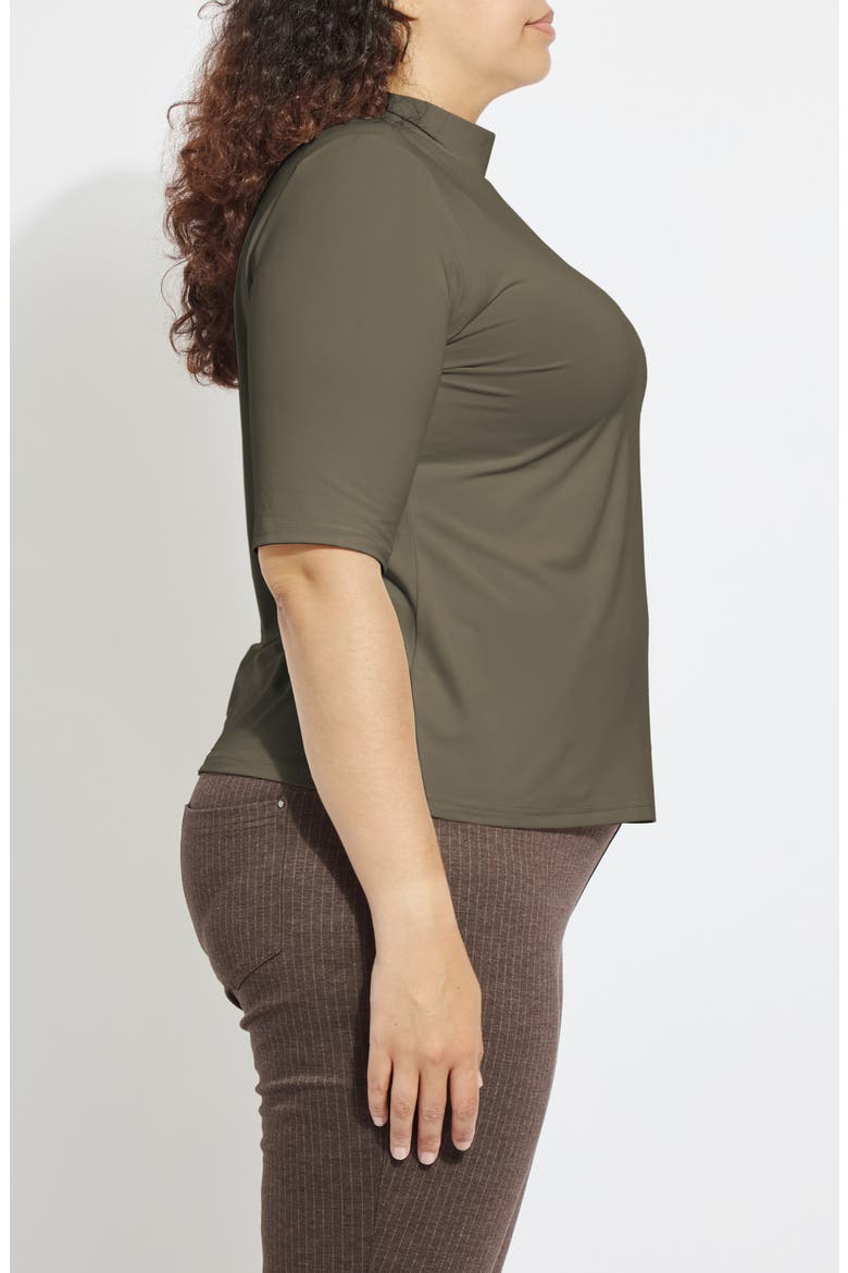 Clara Mock Neck Elbow Sleeve Top, Alternate, color, MOSSWOOD