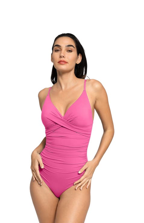 Shapewear Ruched Cross-Front Sculpting One-Piece Swimsuit