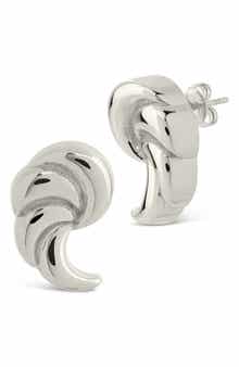 Sterling Forever French Horn Stud Earrings