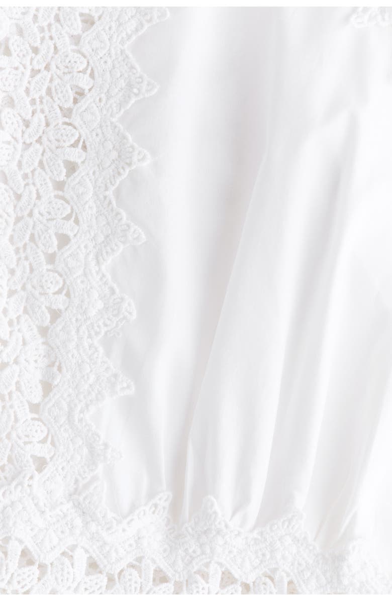 H&M Lace-detail Cotton Playsuit, Alternate, color, White