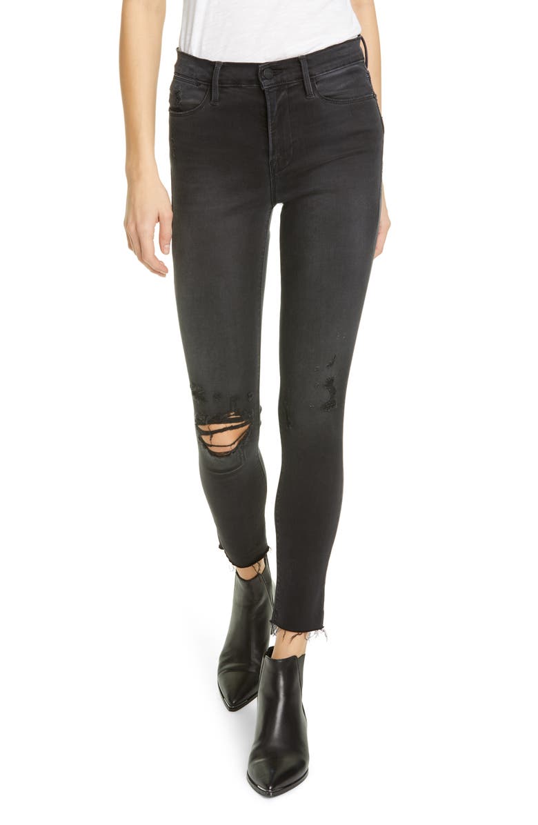 FRAME Le High Ripped Raw Hem Crop Skinny Jeans, Main, color,