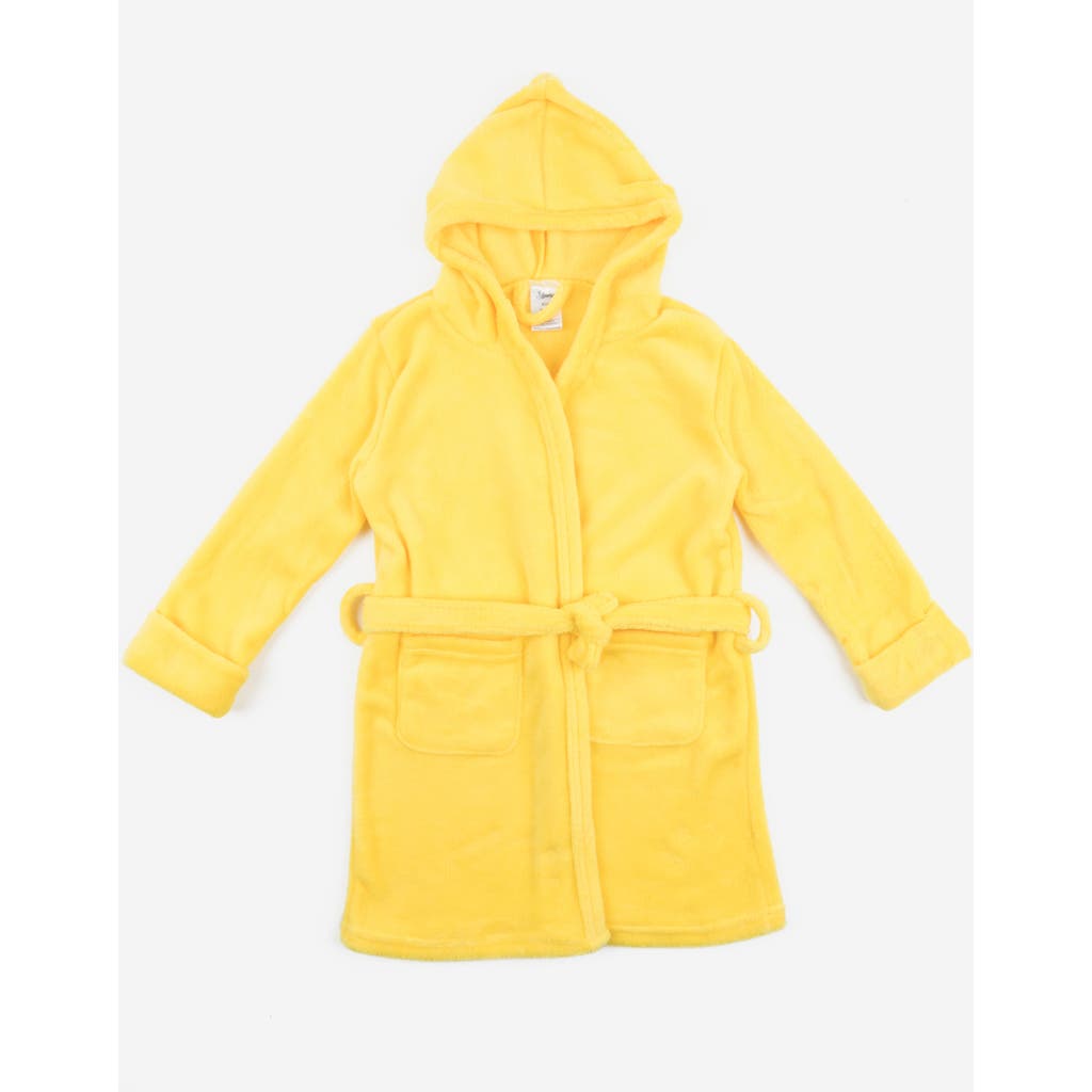 Leveret Kids Fleece Hooded Robe, Solid Colors In Yellow