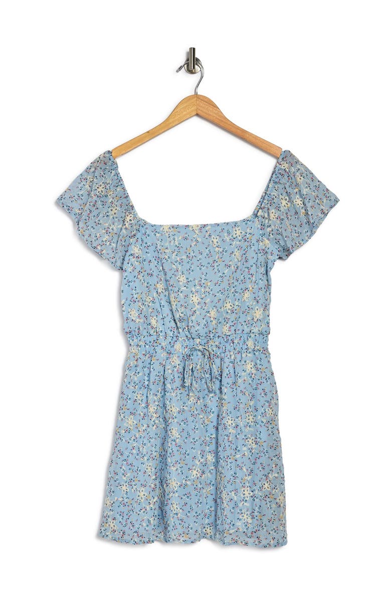 Row A Flutter Sleeve Elastic Waist Mini Dress, Alternate, color,