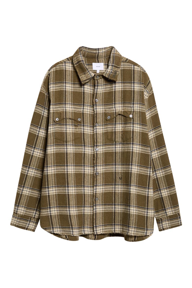 Aviano Plaid Flannel Cargo Shirt, Alternate, color, GREEN/ BROWN