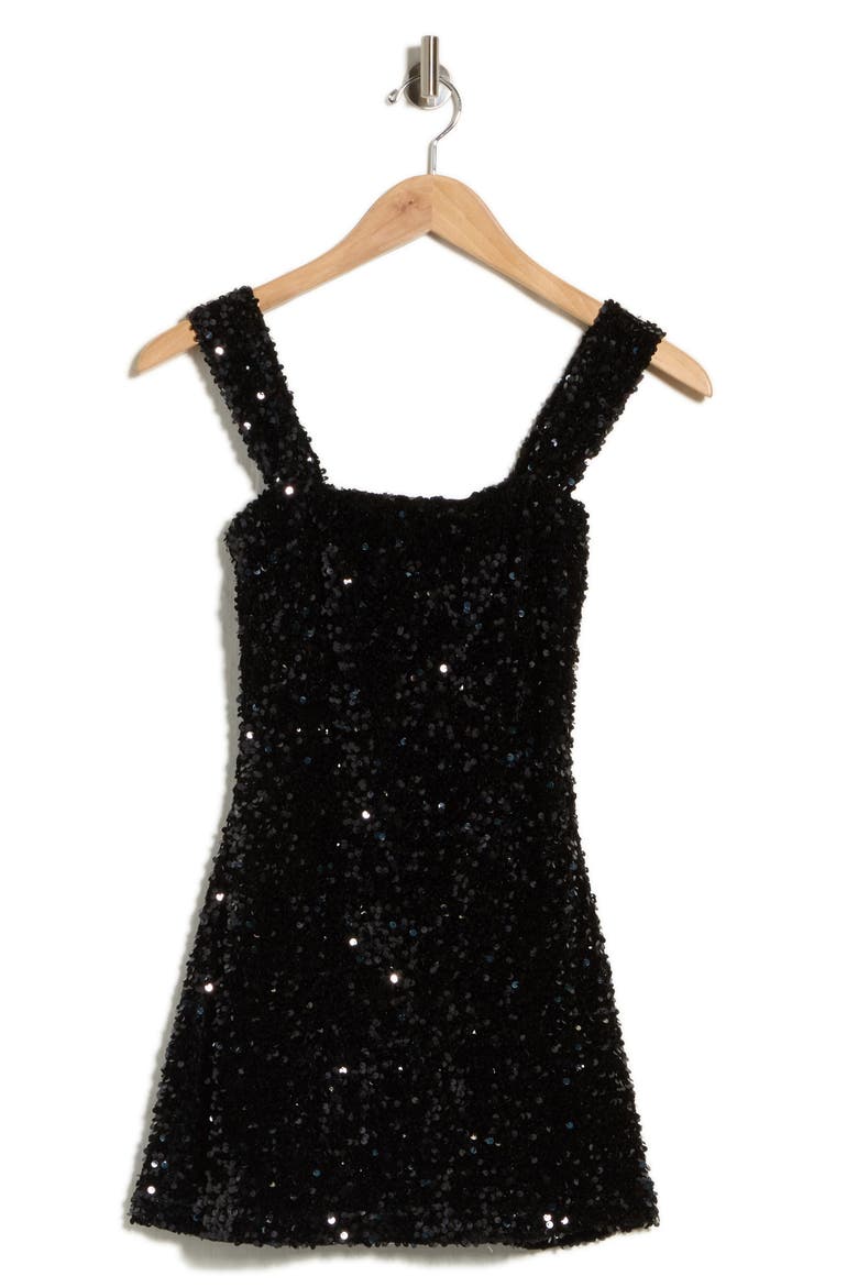 Denisse Sequin Minidress, Main, color, BLACK