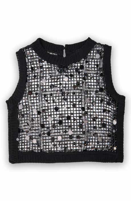 SAACHI Embellished Cropped Openwork Sweater Vest
