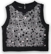 SAACHI Embellished Cropped Openwork Sweater Vest