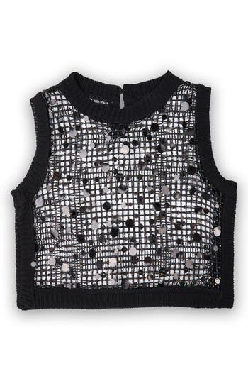Saachi Embellished Cropped Openwork Sweater Vest In Black