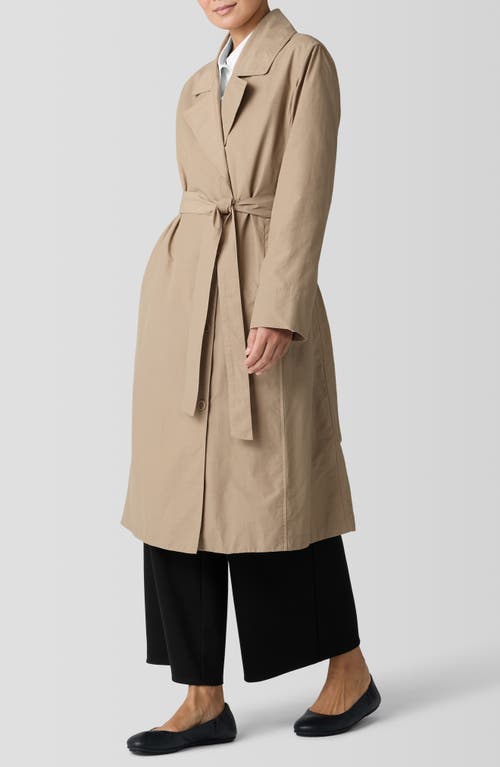 Eileen Fisher Lightweight Belted Trench Coat In Biscuit