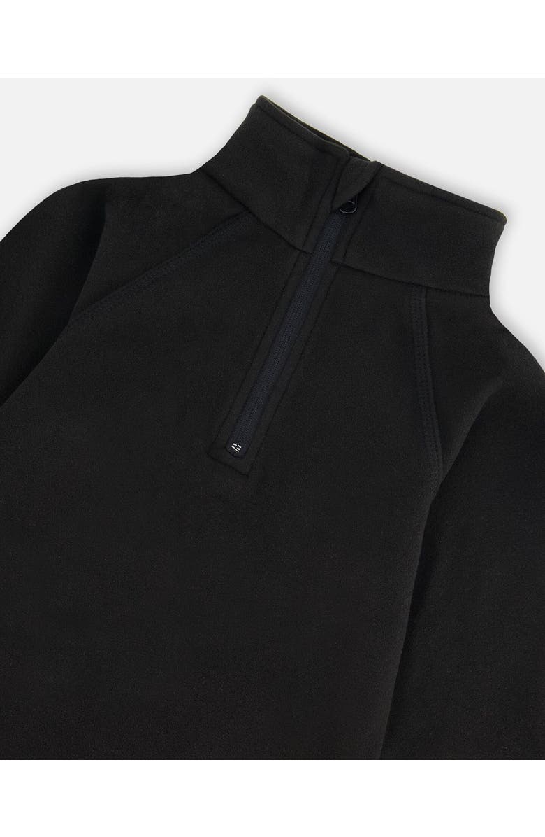 Deux par Deux Little Kids Unisex Two Piece Thermal Underwear Set Black, Alternate, color, 