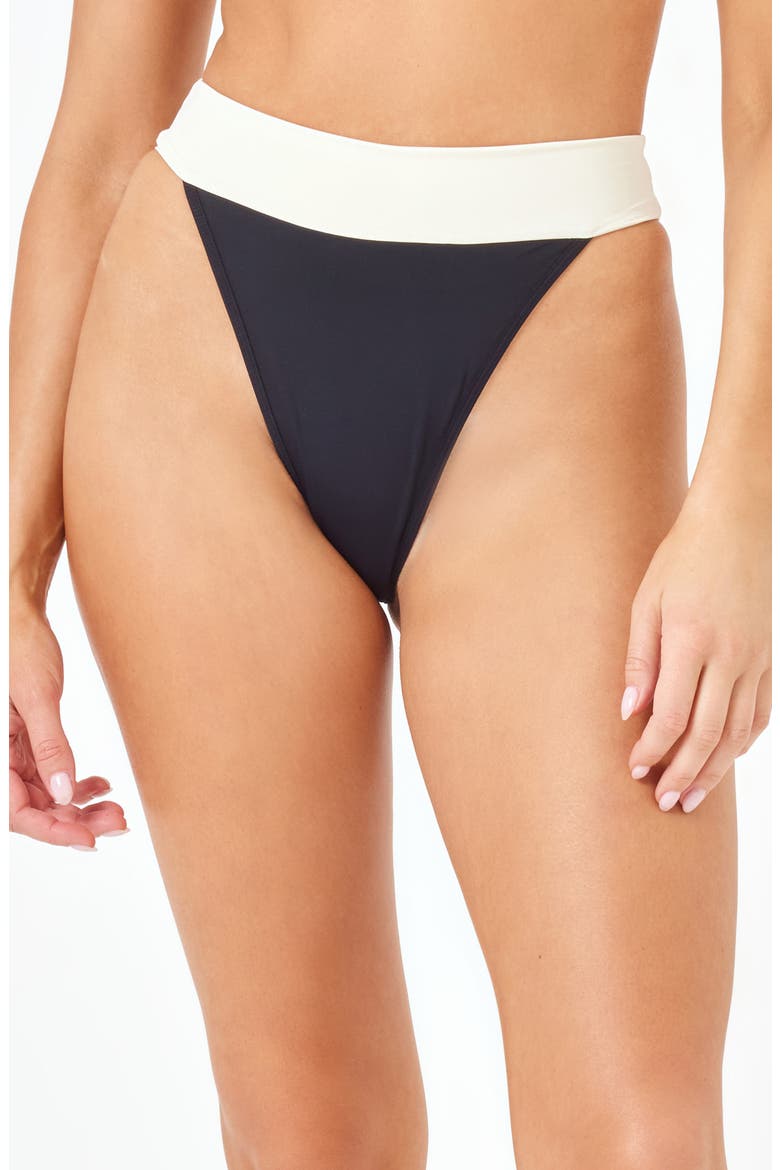 Lola Bitsy High Cut Bikini Bottoms, Main, color, BLACK/ CREAM