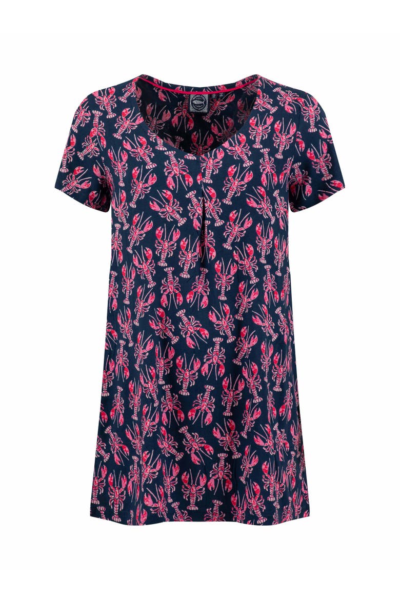 Nuri Printed Viscose Tunic Top, Alternate, color, Mid Navy