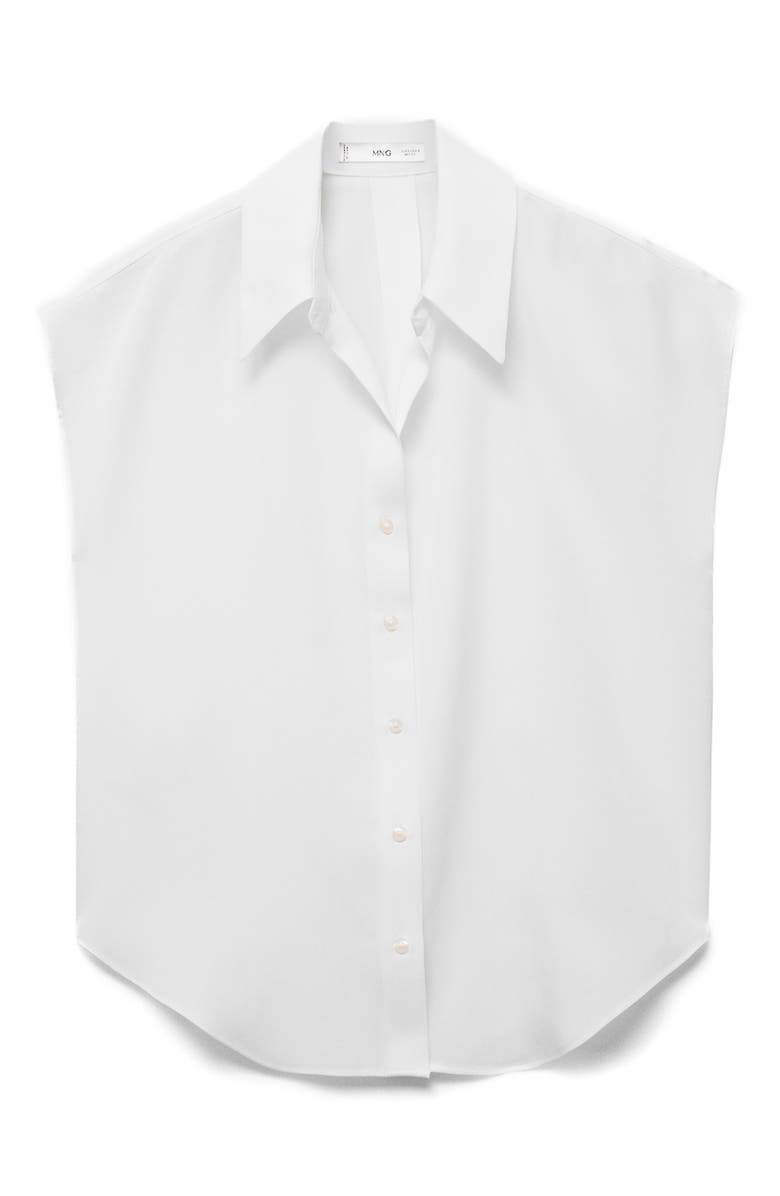 MANGO Cap Sleeve Button-Up Shirt, Alternate, color, Off White