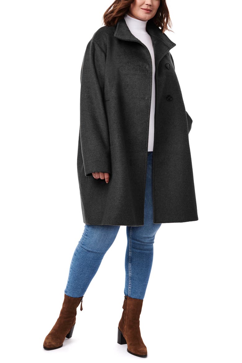 Melton Wool Blend Coat, Alternate, color, BLACK