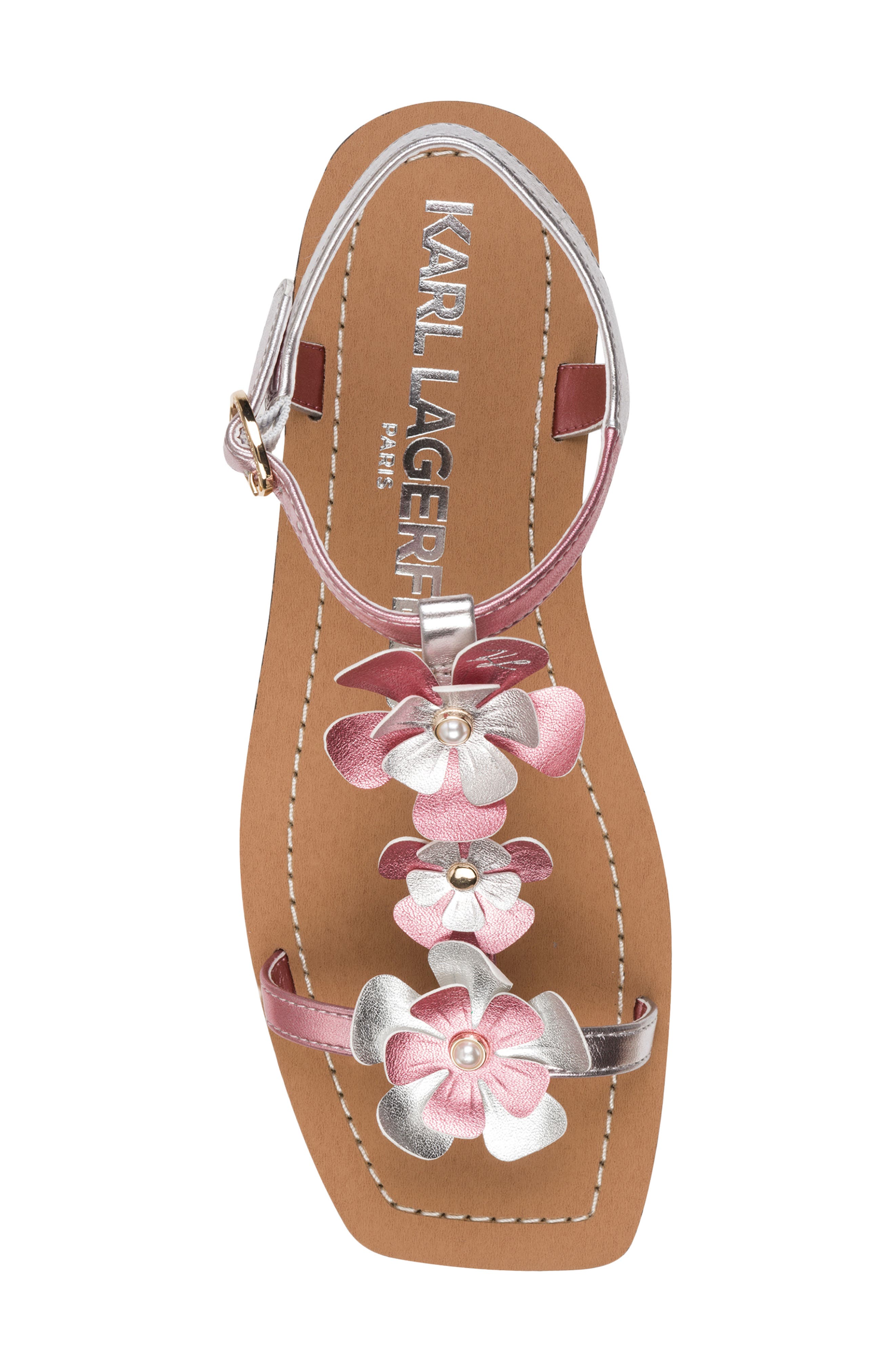 KARL LAGERFELD PARIS Margate Flower Embellished Sandal, Alternate, color, Pink
