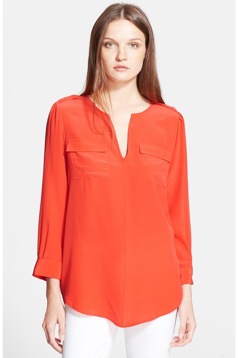 'Marlo' Silk Blouse, Main, color, SPICY ORANGE
