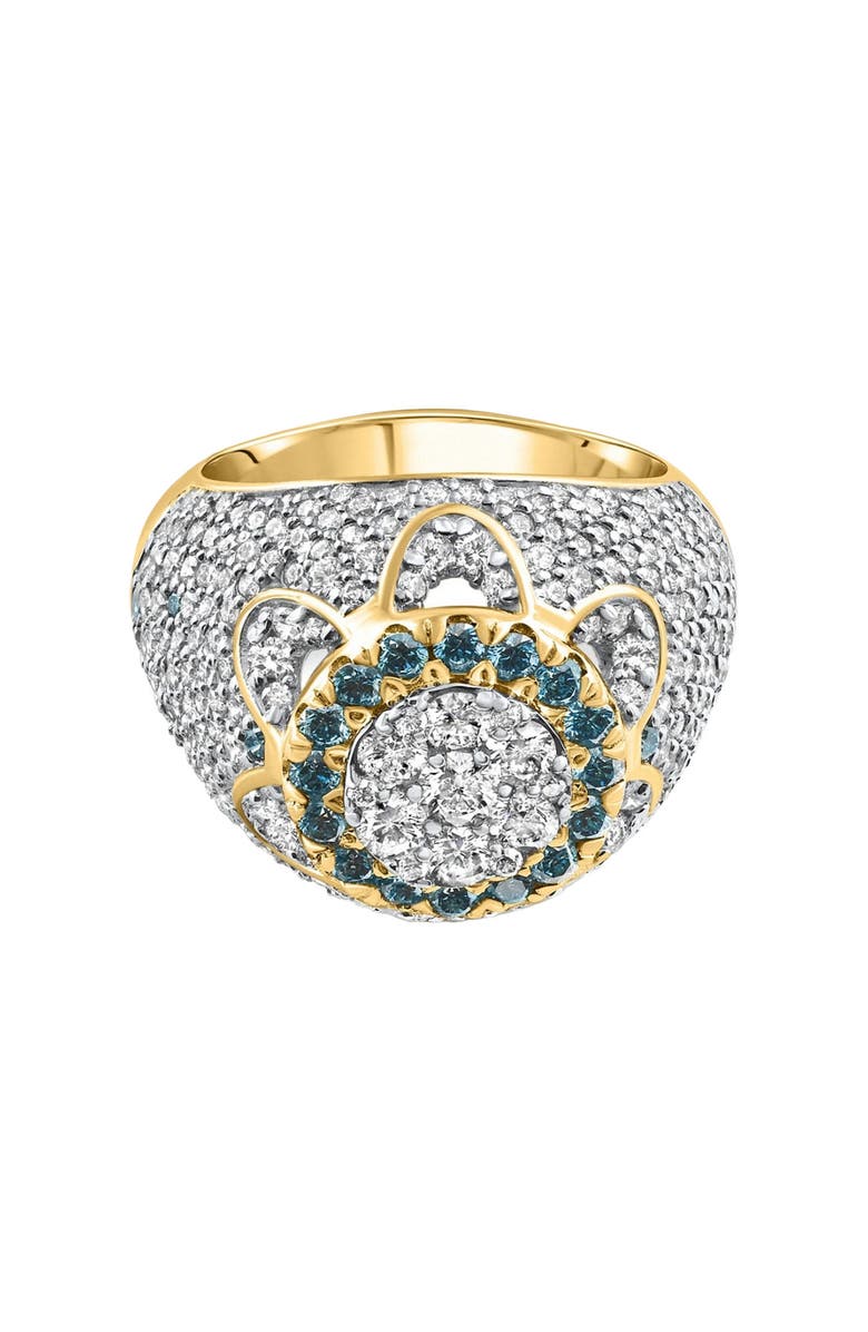 Bliss Diamond 4.64Ct Blue & Diamond Men's Pinky Ring 14k Gold Lab Grown Hip Hop, Main, color, 