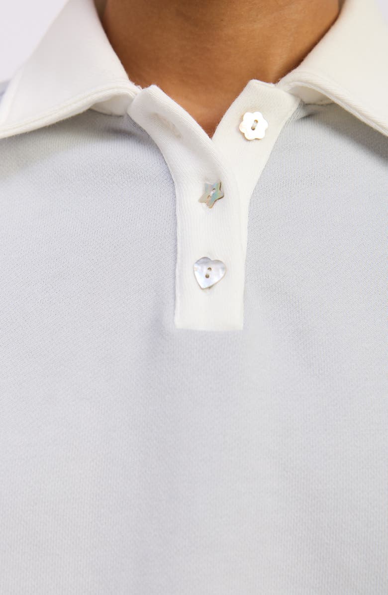 JACQUIE THE LABEL Rosalie Polo Shirt, Alternate, color, Light Blue White