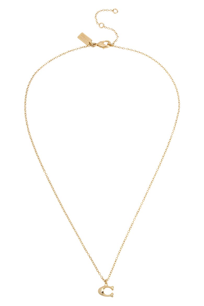 C Pendant Necklace, Main, color, SHINY GOLD