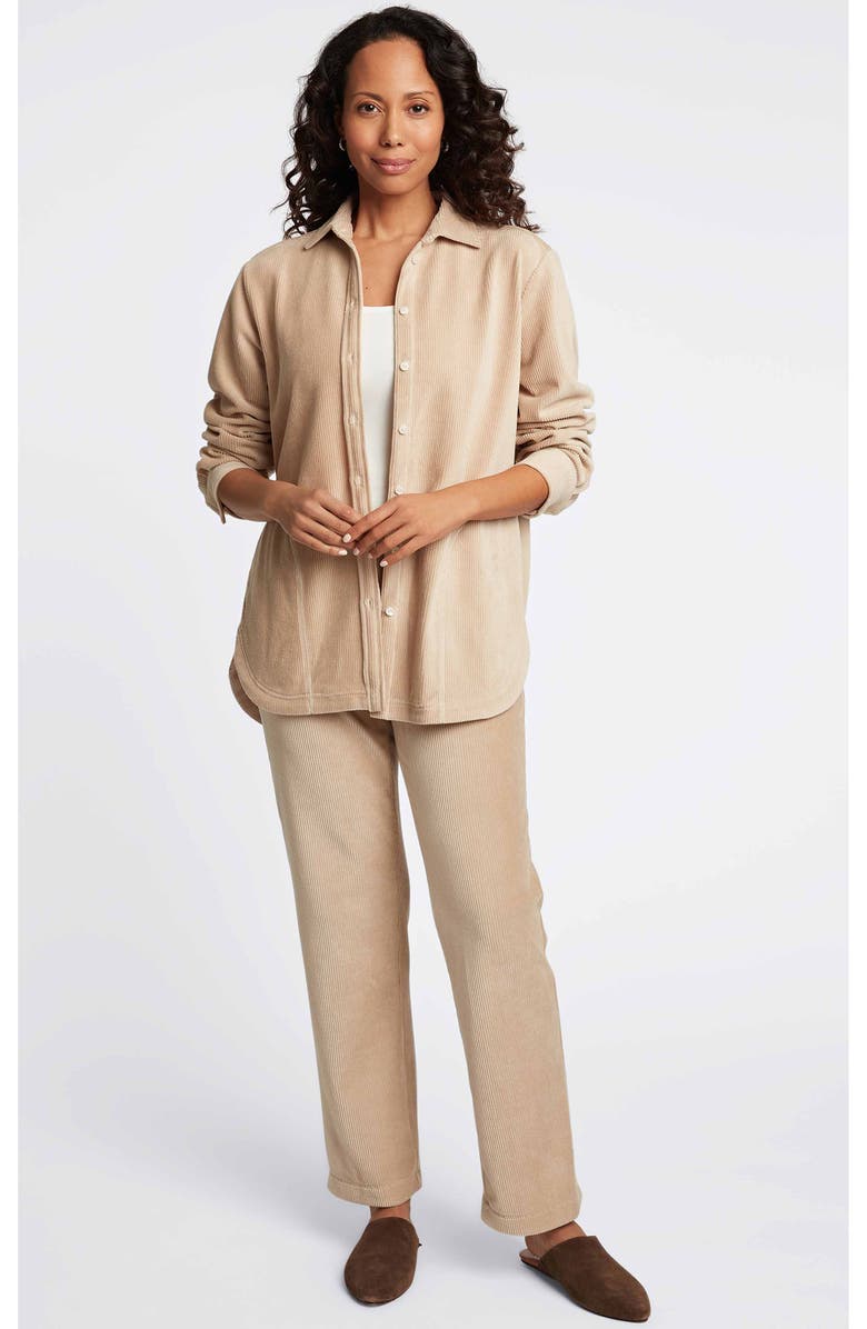 Foxcroft Maddy Plush Corduroy Button-Up Shirt, Alternate, color, Khaki