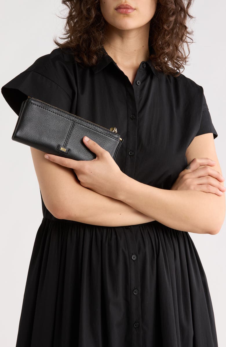 HOBO Keen Large Zip Top Leather Wallet, Alternate, color, Black