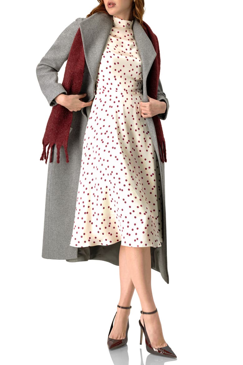 Polka Dot Midi Dress with Belt, Alternate, color, Ivory
