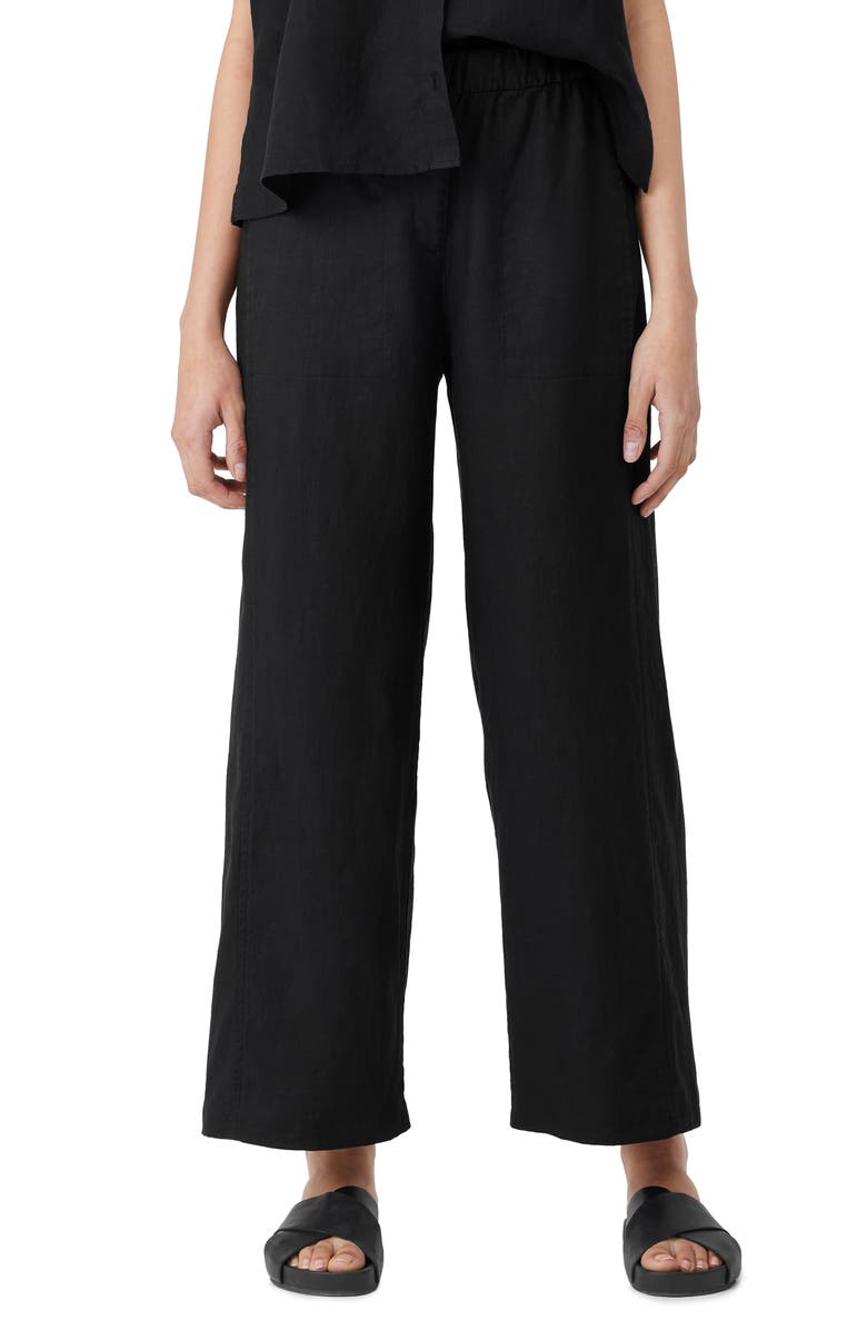 Eileen Fisher Wide Leg Organic Linen Ankle Pants, Main, color, 