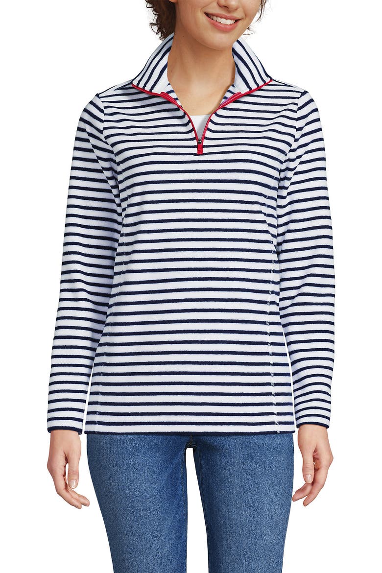 Anyweather Fleece Quarter Zip Pullover, Main, color, Crisp White/Navy Stripe/Red