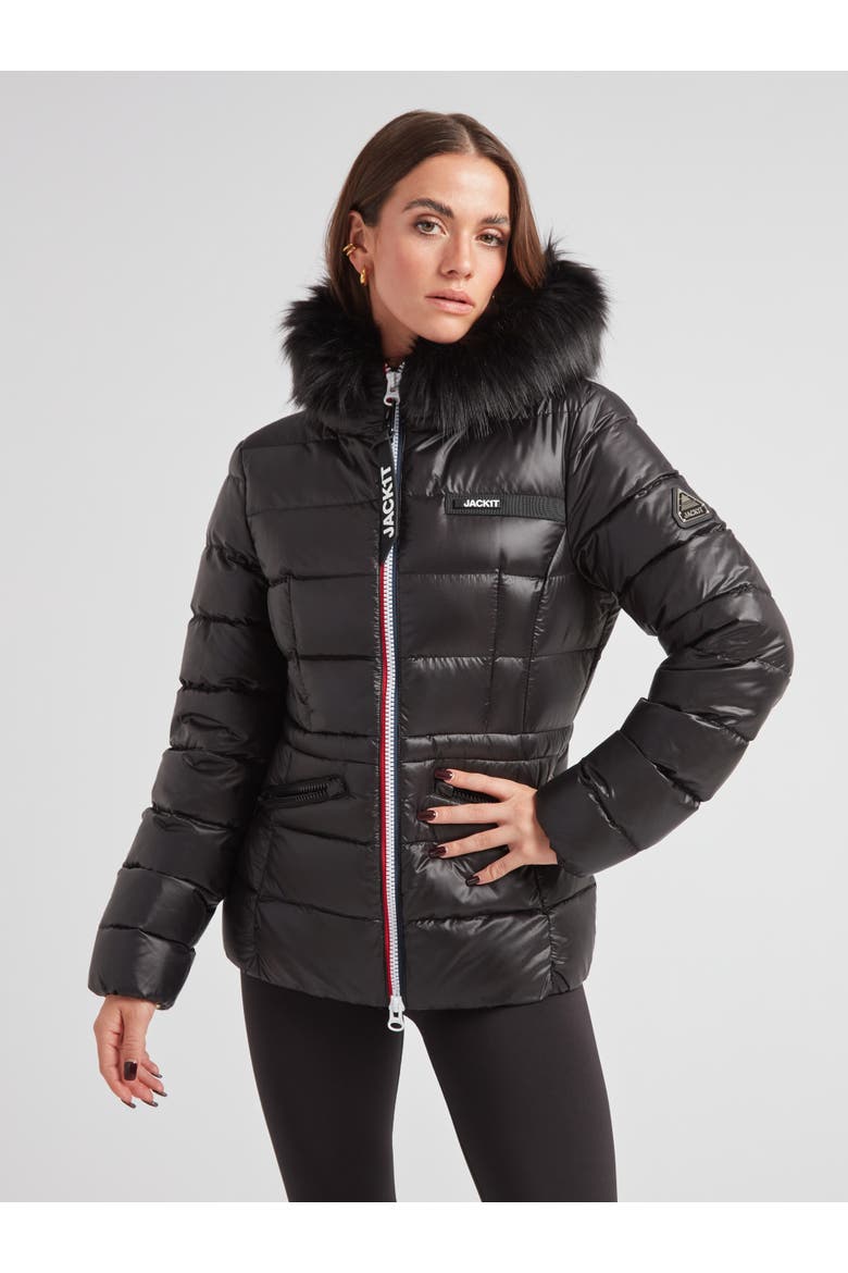R4D Faux Fur Tricolore Racer Jacket, Main, color, BLACK