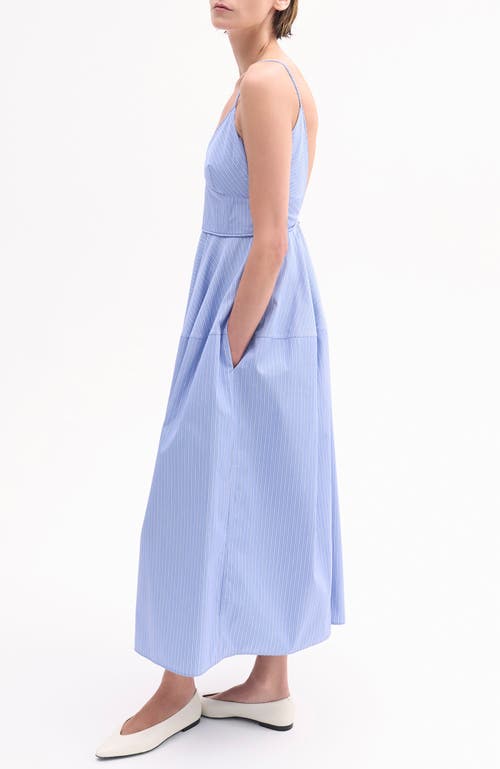 Co Basque Stripe Midi Dress In Blue