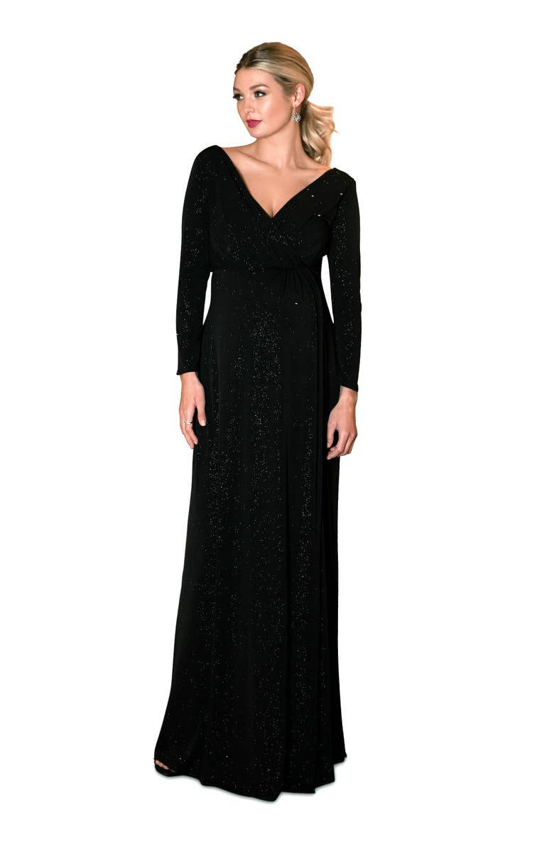 Tiffany Rose Maternity Isabella Maternity Gown Long, Alternate, color, Glitter Black