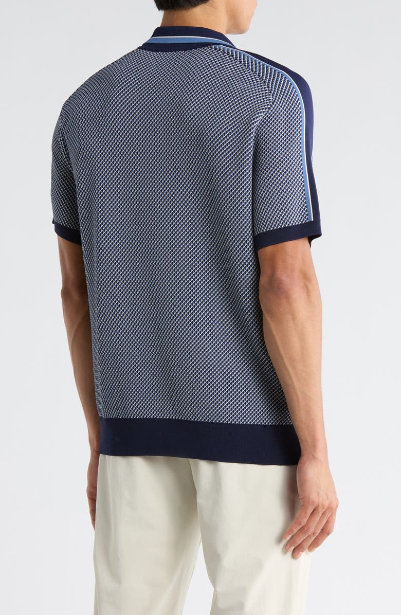Elie Tahari Geometric Jacquard Polo Shirt, Alternate, color, Night/ Dusty Blue/ Off White