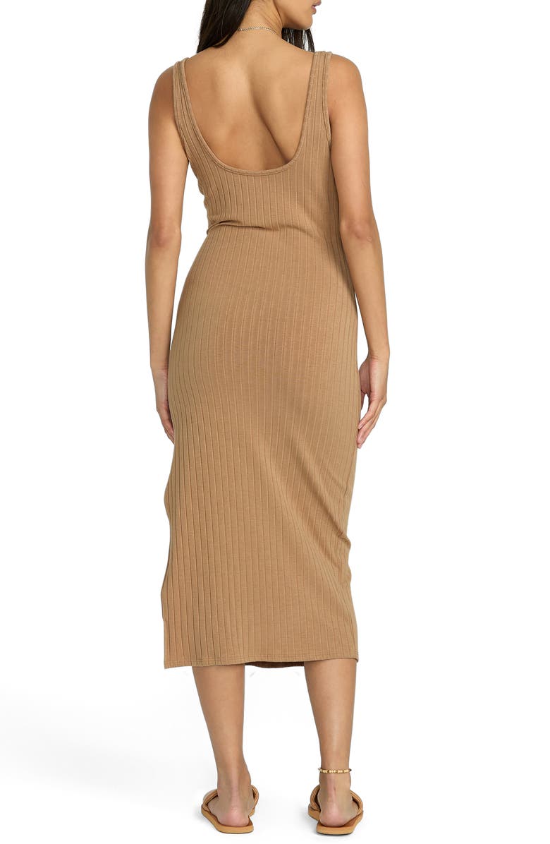 Billabong Take a Look Convertible Rib Midi Dress, Alternate, color, Rose Brown