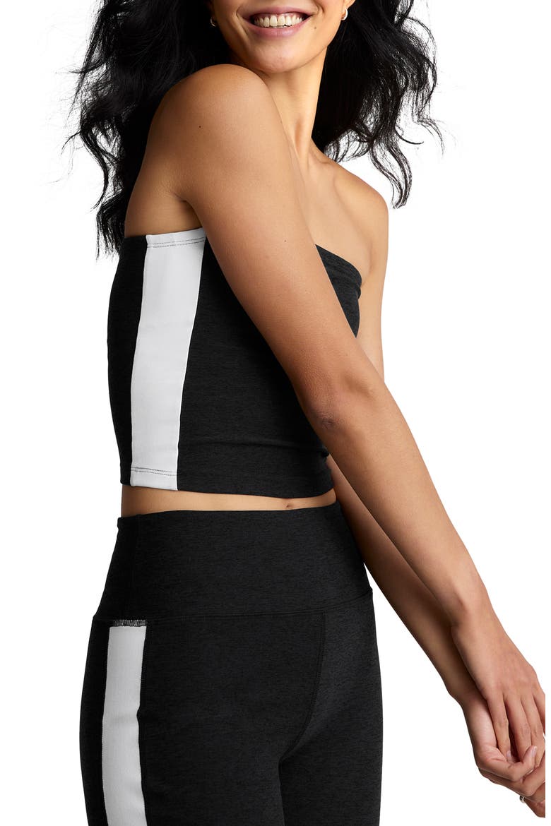 Space Dye Strapless Stripe Crop Top, Alternate, color, DARKEST NIGHT/ CLOUD WHITE