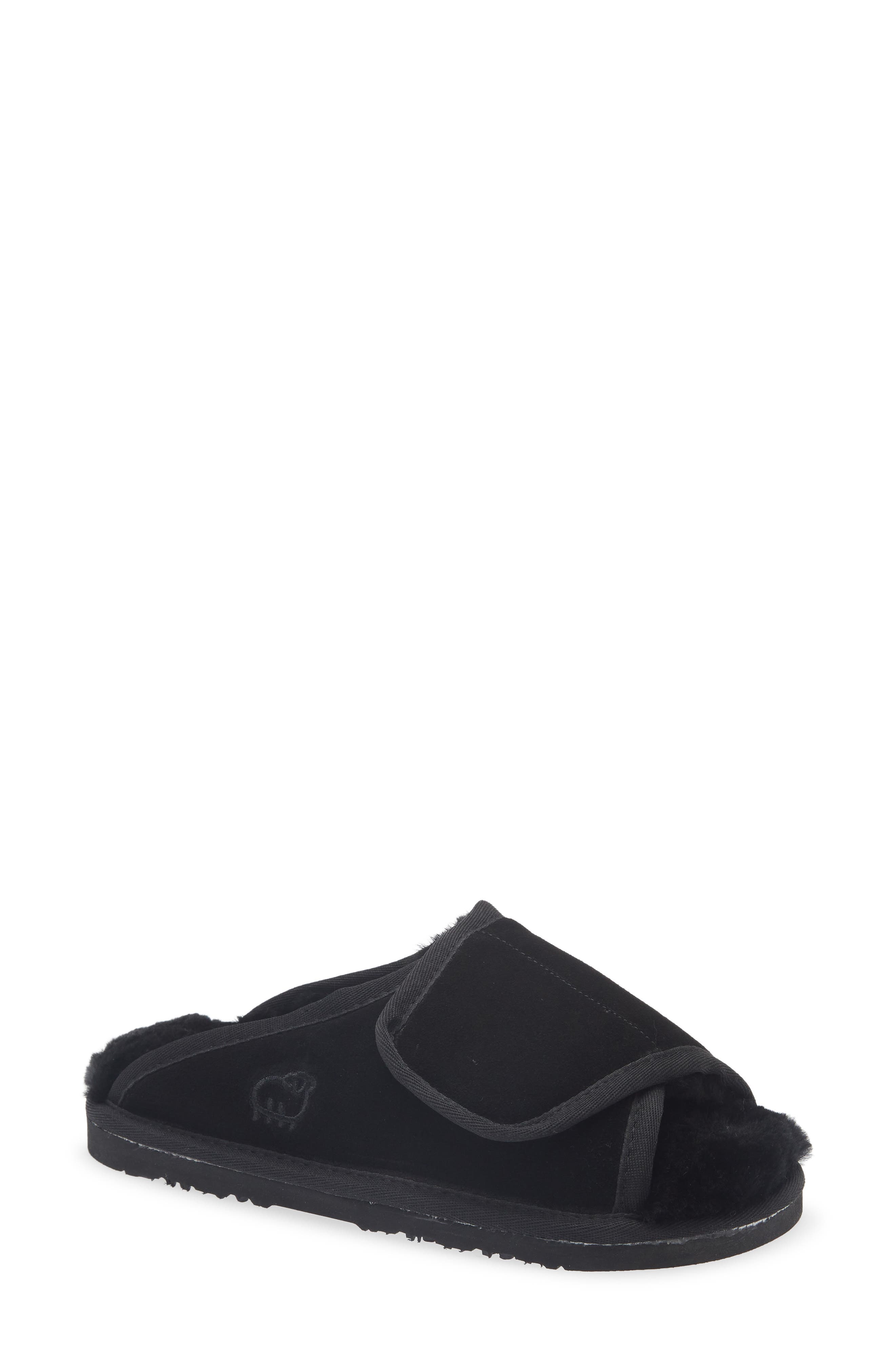 Ladies Wrap Slipper, Main, color, BLACK