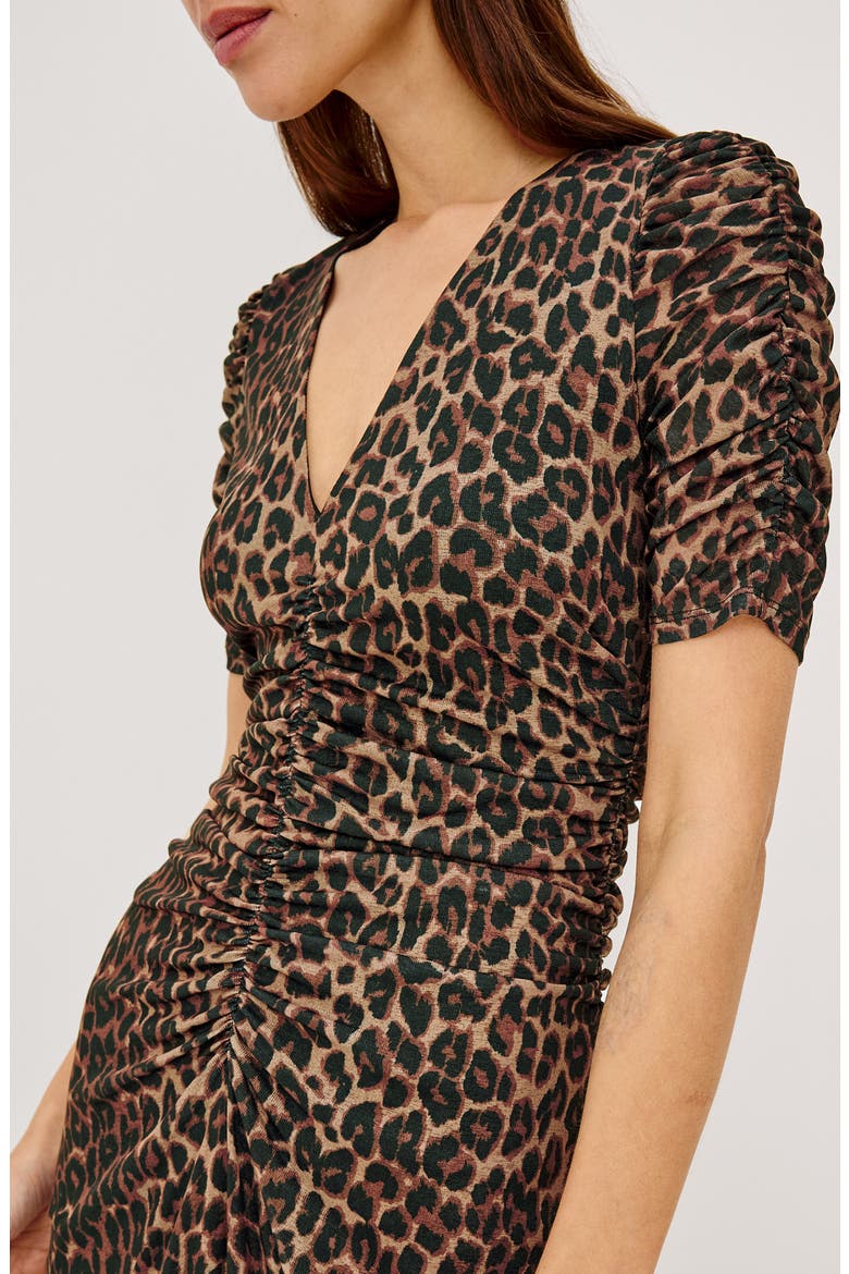 Beacon Ruched Midi Dress, Alternate, color, BROWN NALA