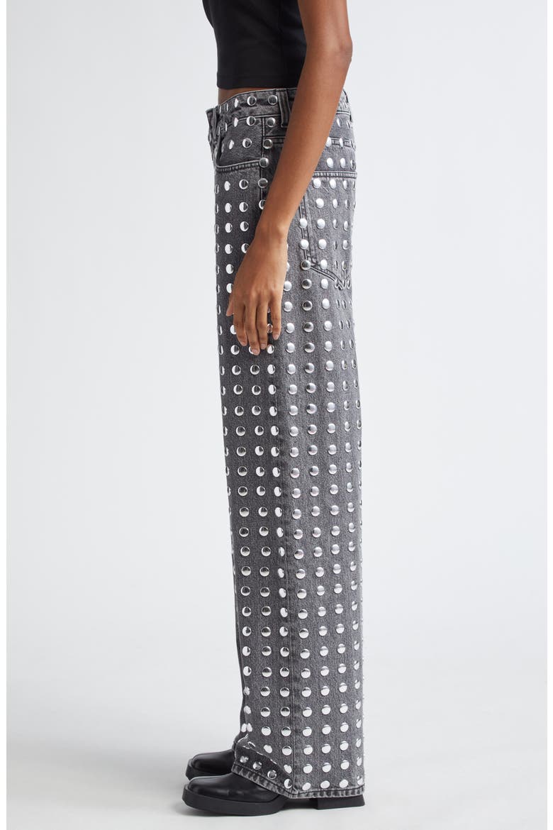 Winona Studded Relaxed Straight Leg Jeans, Alternate, color, BLACK STUDDED