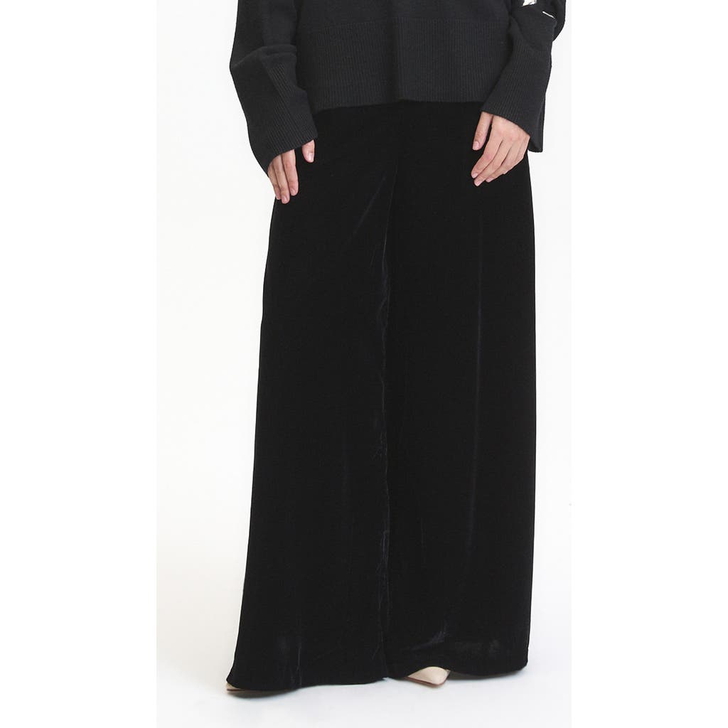 Deluc Daisy Velvet Wide Leg Pants In Black
