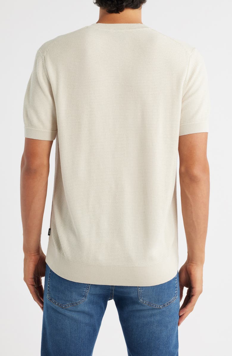BOSS Ianni Cotton Blend Short Sleeve Sweater, Alternate, color, Open White