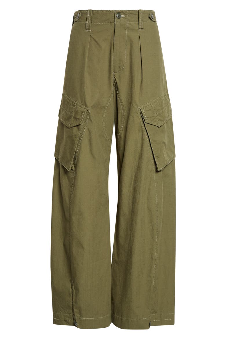 Pleated Barrel Leg Cargo Pants, Alternate, color, OLIVE GREEN