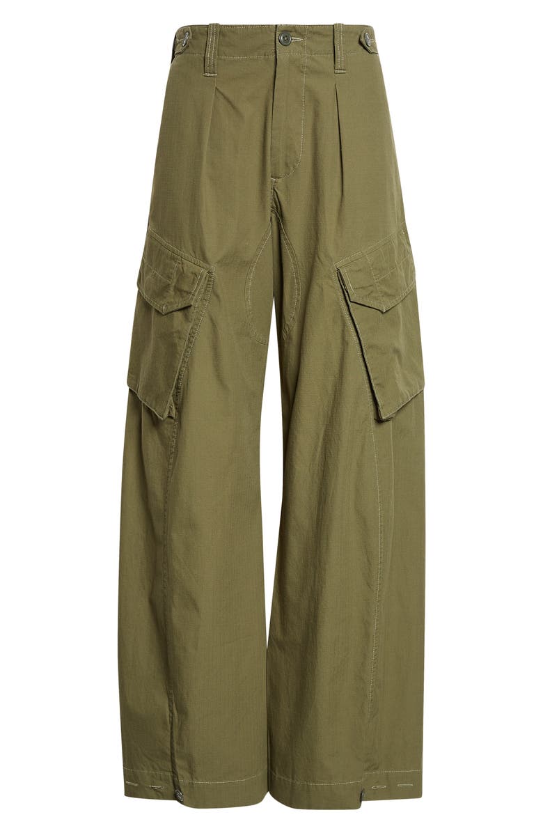 R13 Pleated Barrel Leg Cargo Pants, Alternate, color, Olive Green