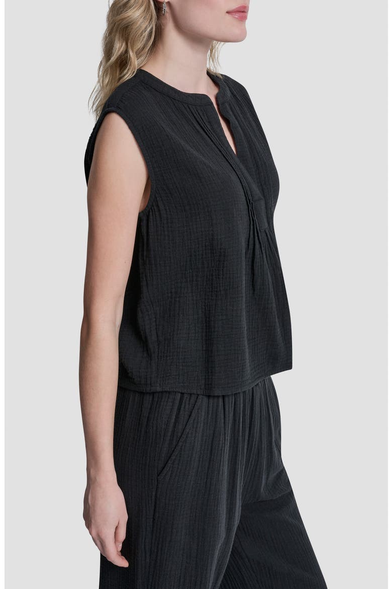 Double Crepe Gauze Sleeveless Top, Alternate, color, BLACK